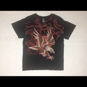 Ed Hardy Mens XL Black Red Graphic T Shirt Eagle